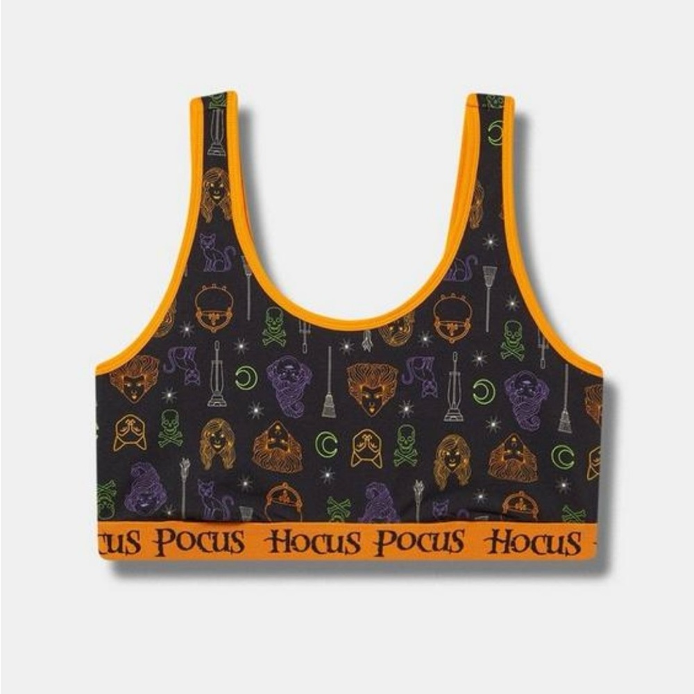 Torrid Black and Orange Hocus Pocus Sports Bra